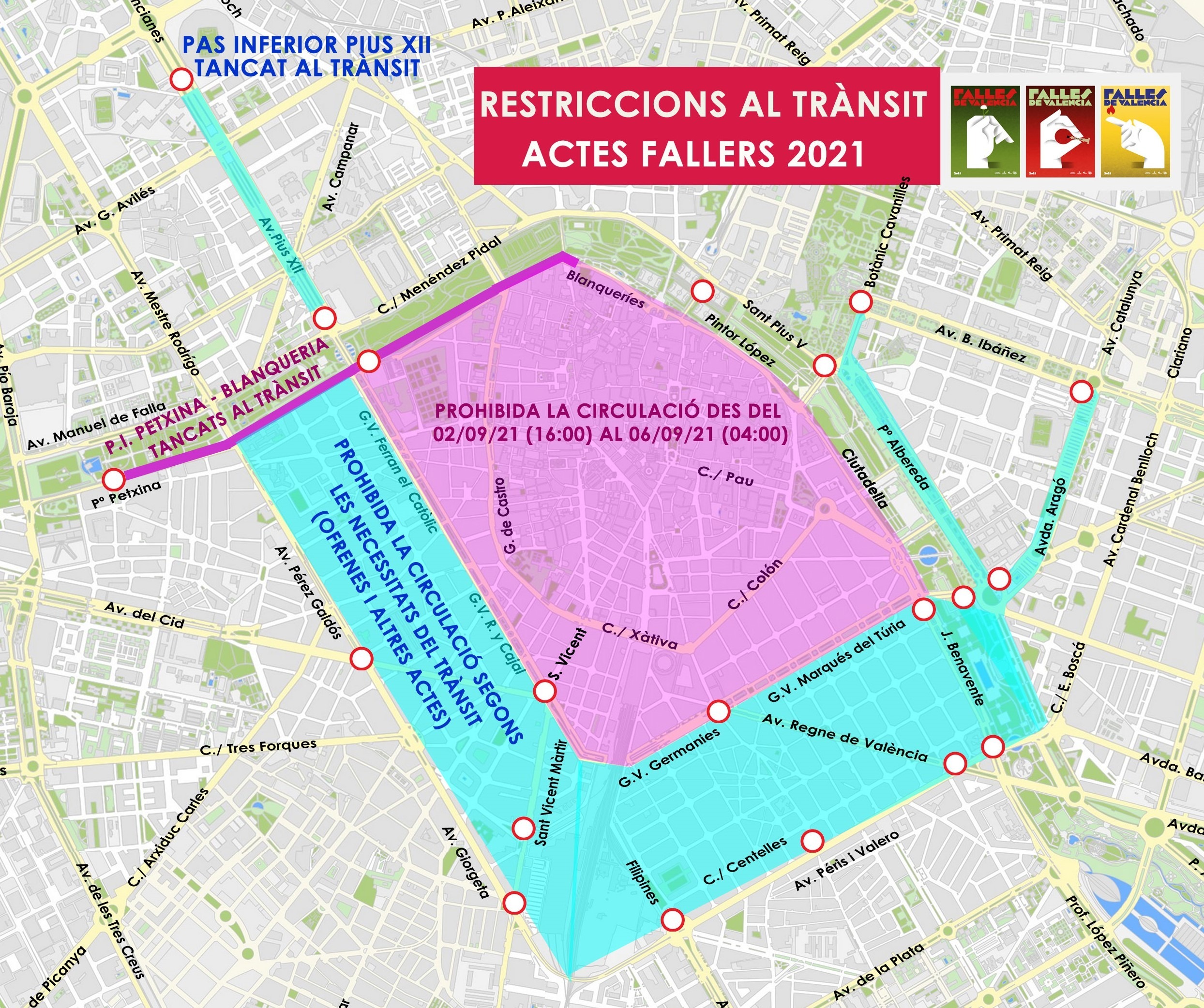 Els actes fallers obligaran a restringir la circulació en el centre de la ciutat entre els dies 2 i 6 se setembre